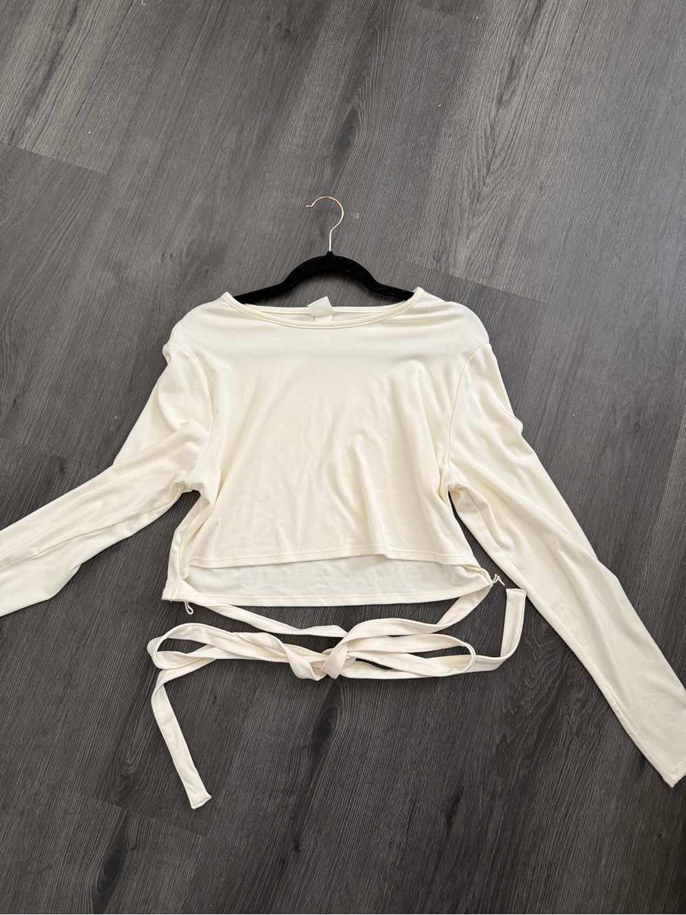 H&M White Long-Sleeve Wrap Crop Top